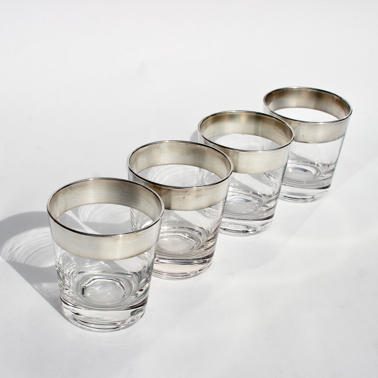 silver rim lowball whiskey glasses (2)