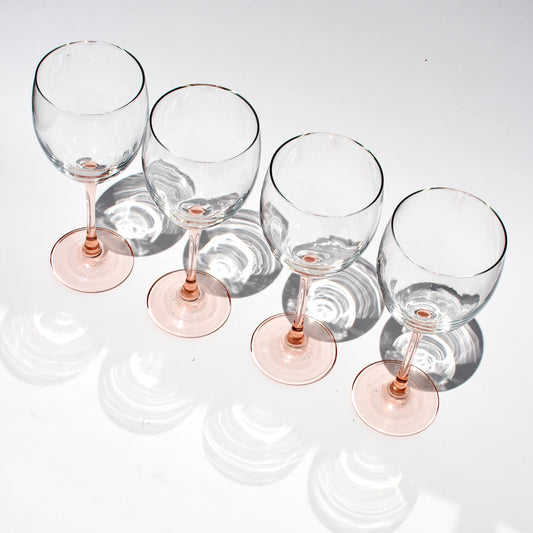 rose stemmed wine glasses (4)