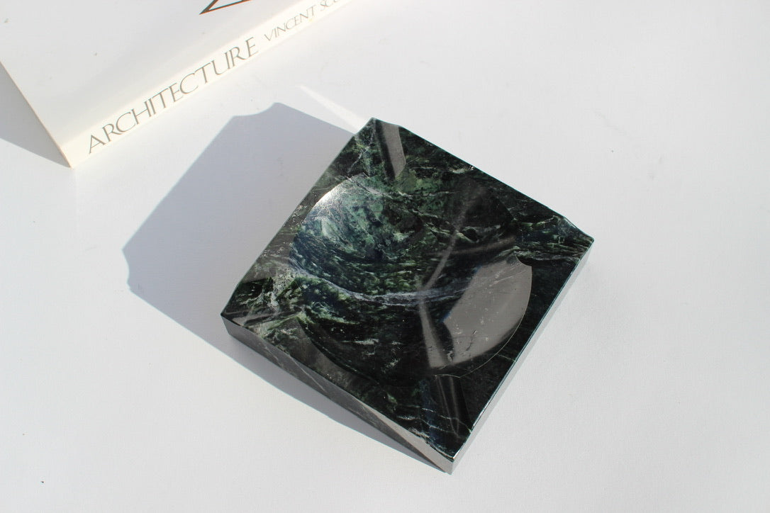 deep green marble ashtray