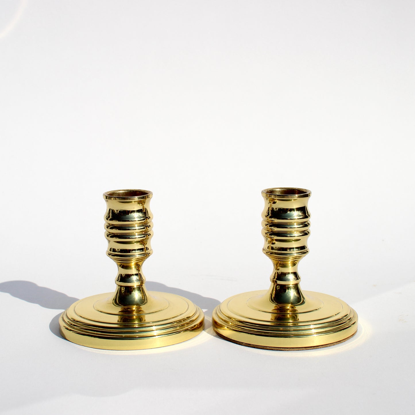short brass candlestick holders