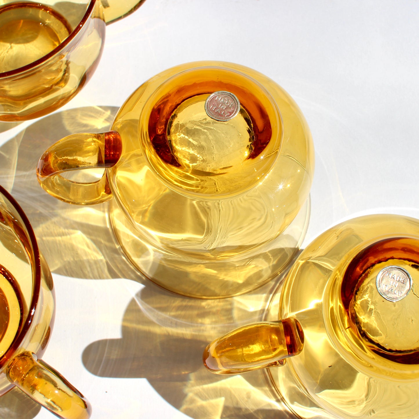 italian amber glass punch bowl set