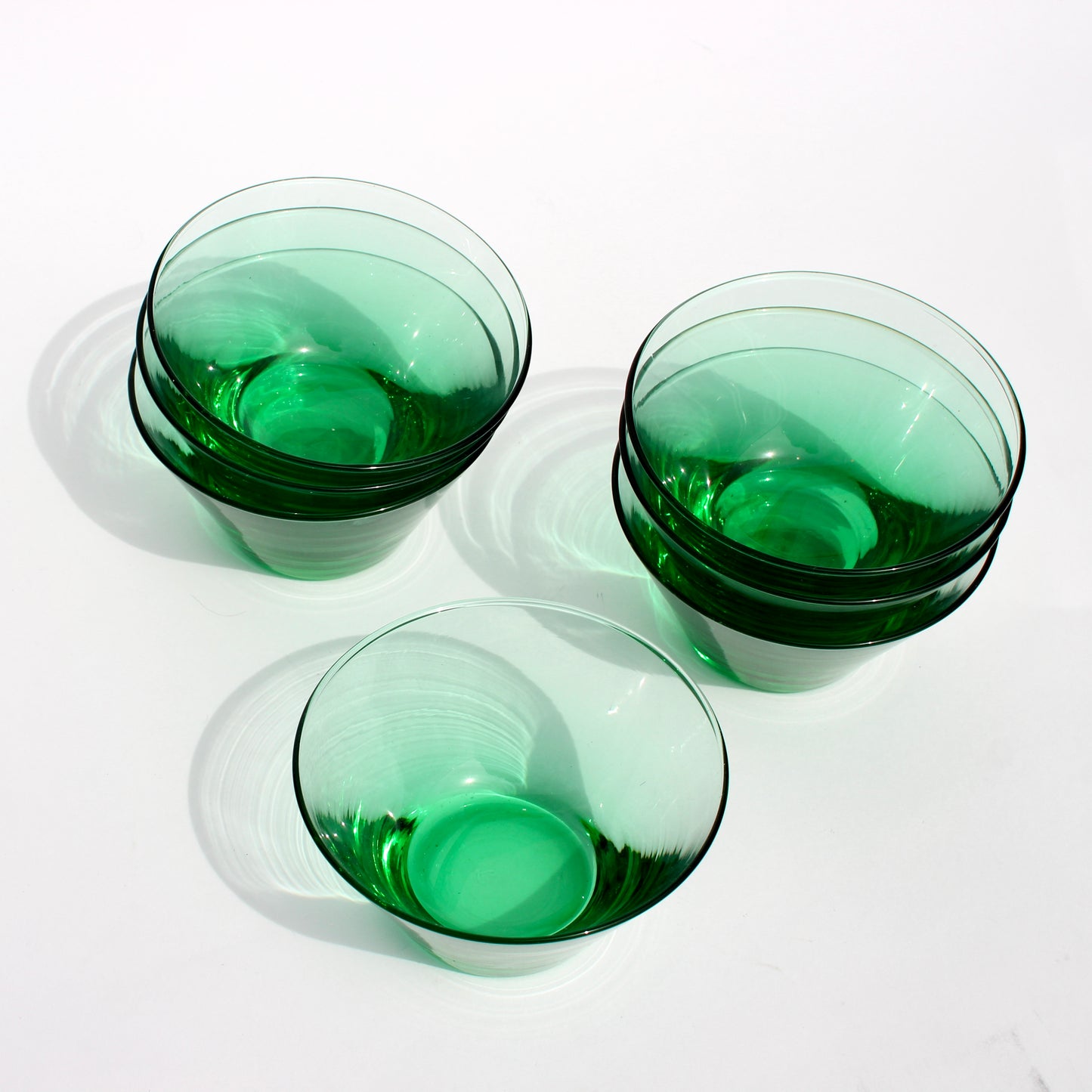 stackable green glass bowls
