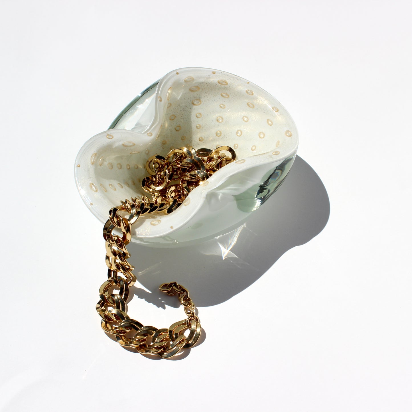 italian gold + cream glass catchall