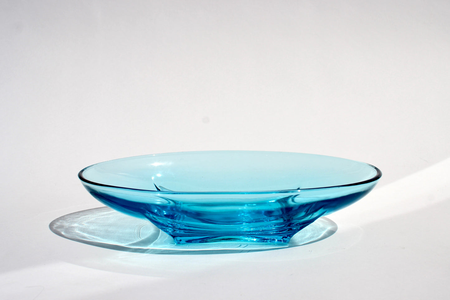 oval aqua glass dish