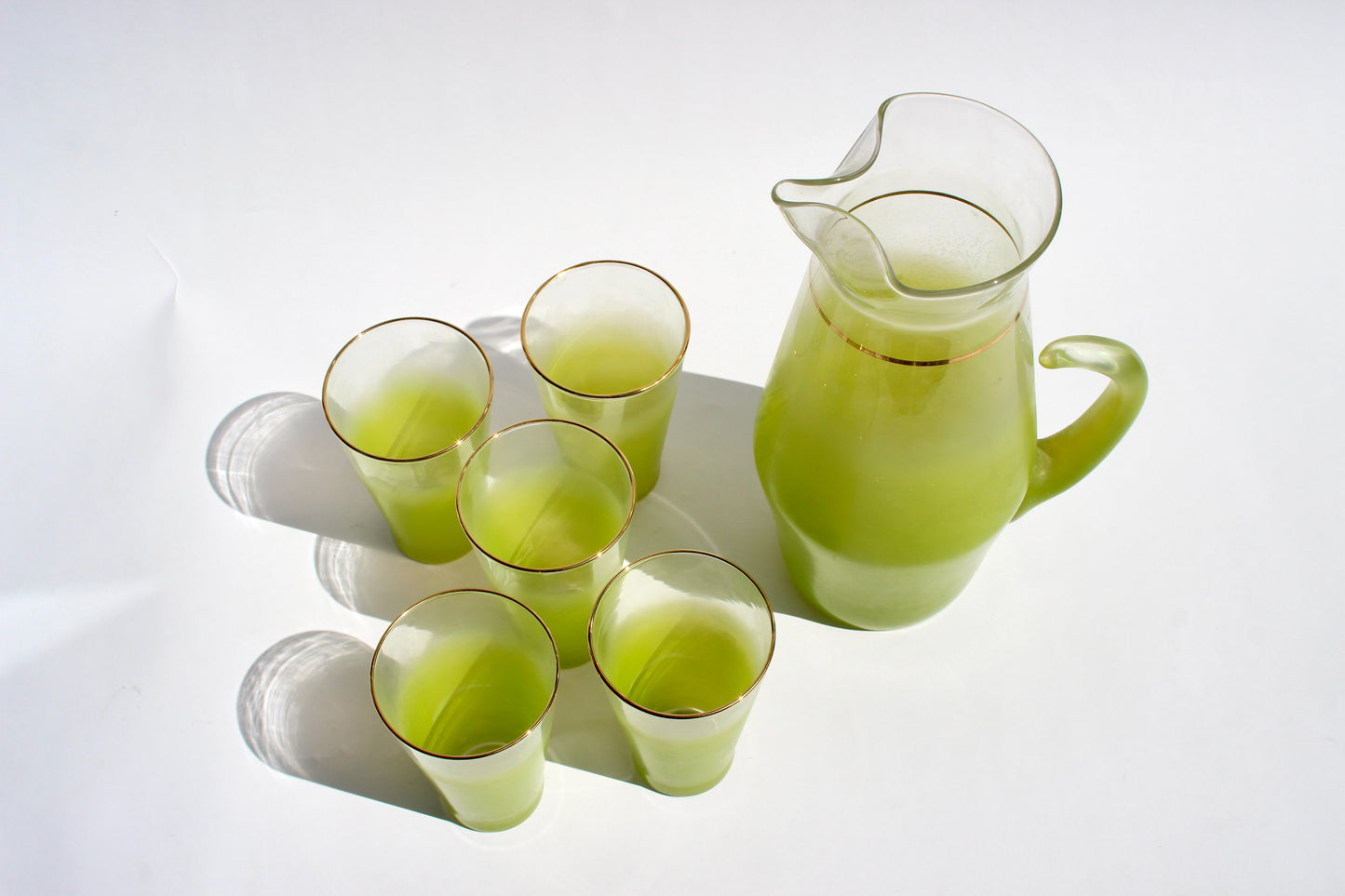 green apple fade pitcher set