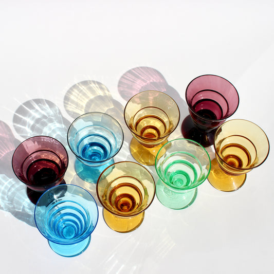 multi-colored ripple glass set (8)