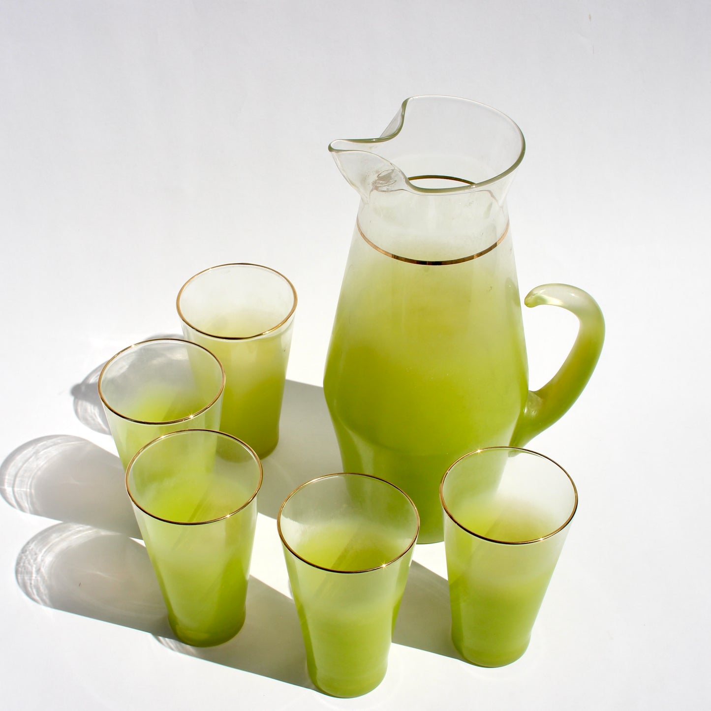 green apple fade pitcher set