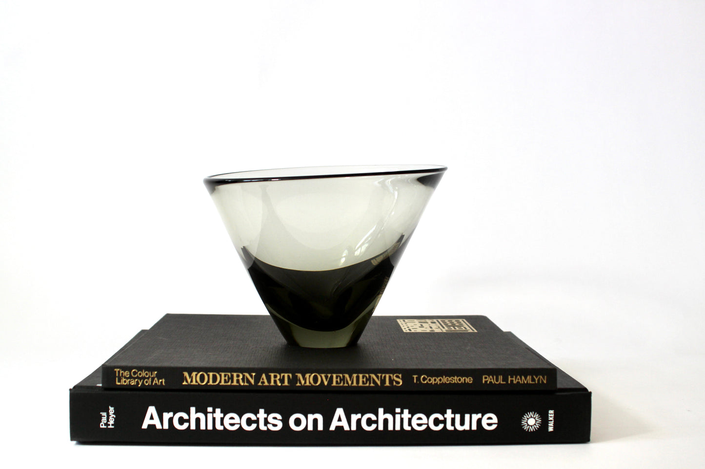 danish smoked glass slant bowl