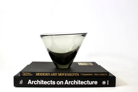 danish smoked glass slant bowl