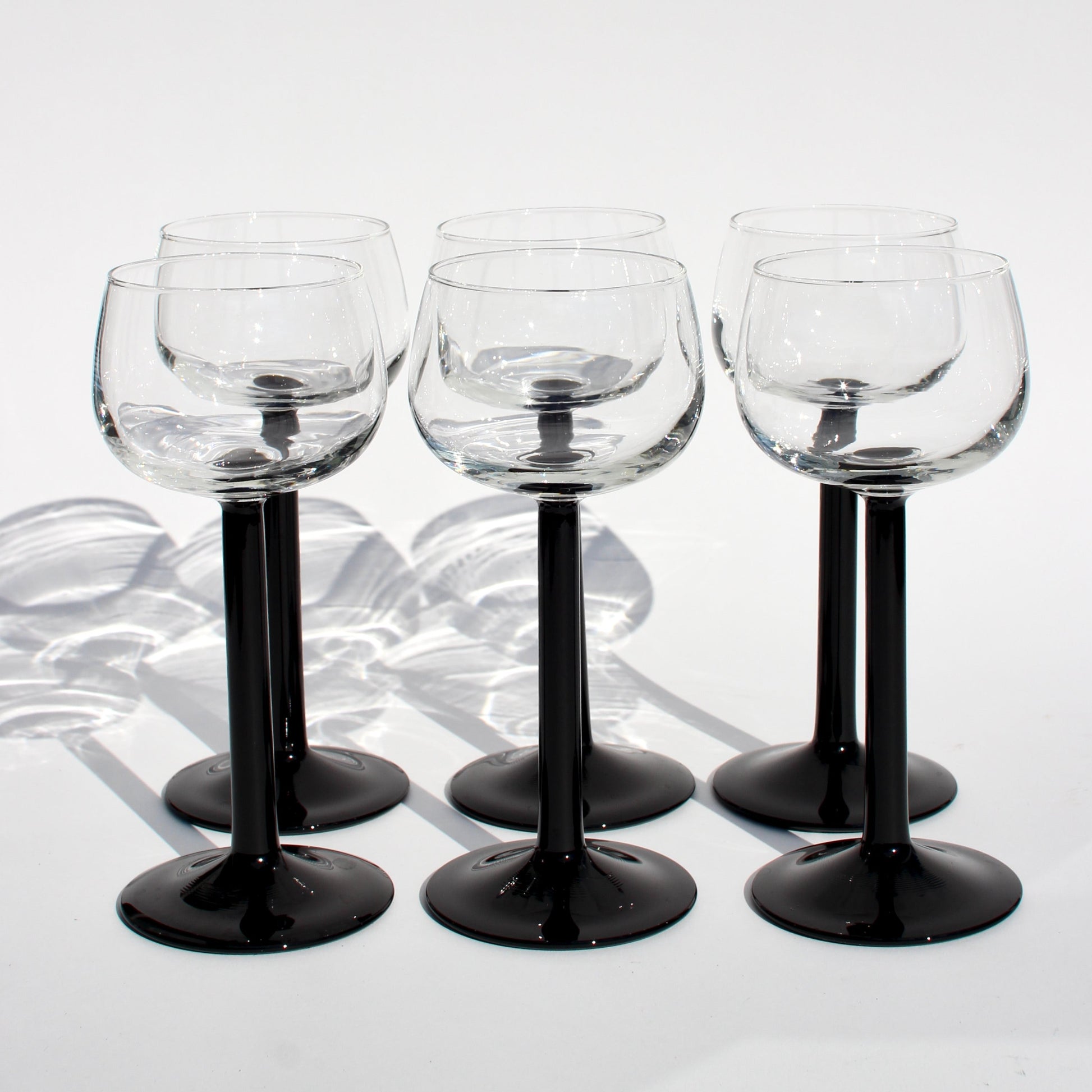 Classic Touch Black Stemmed Water Glasses, Set of 6