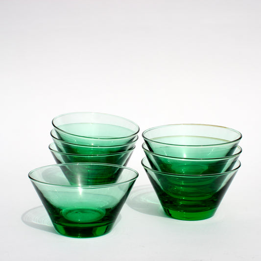 stackable green glass bowls