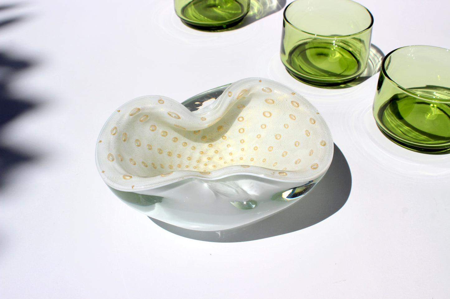 italian gold + cream glass catchall