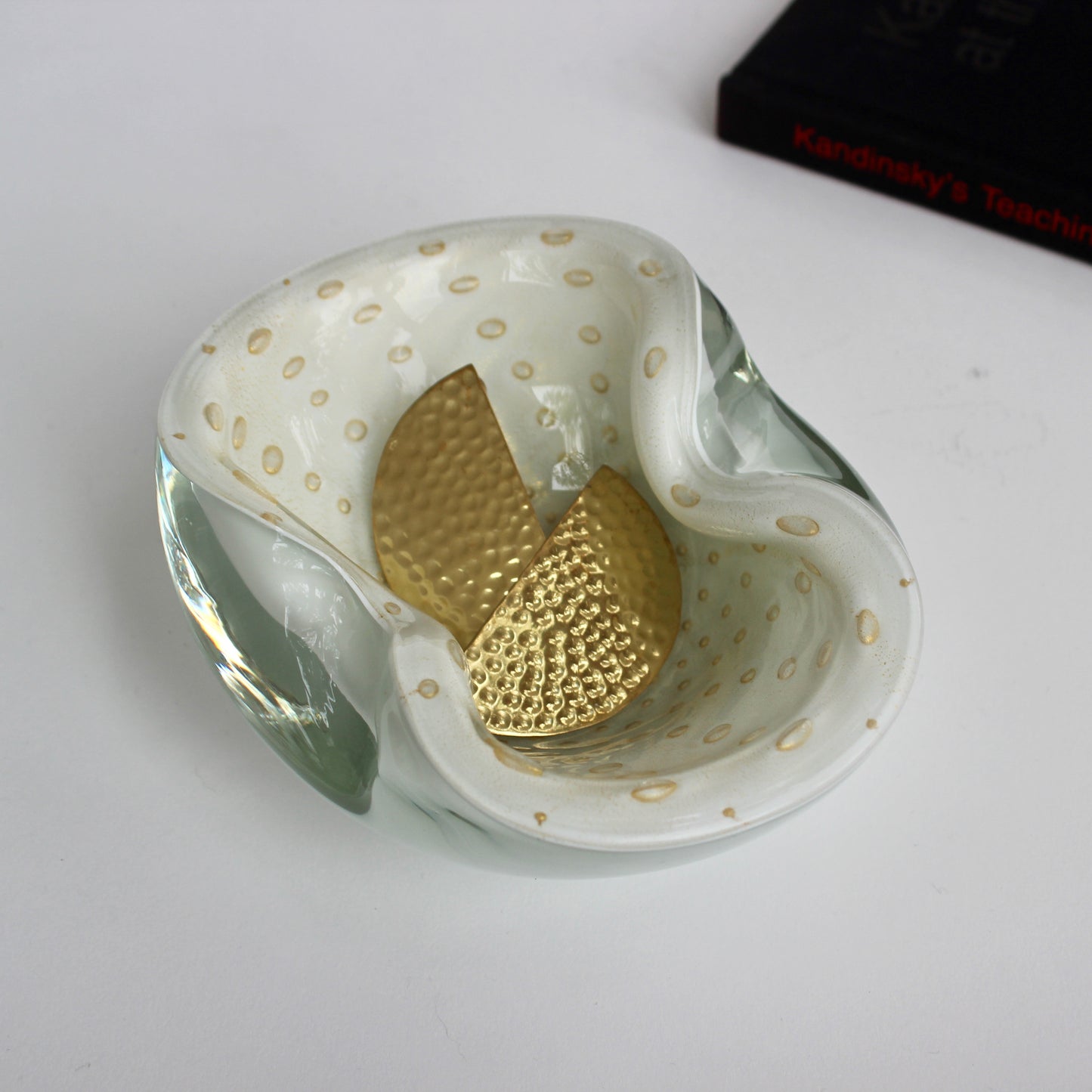 italian gold + cream glass catchall