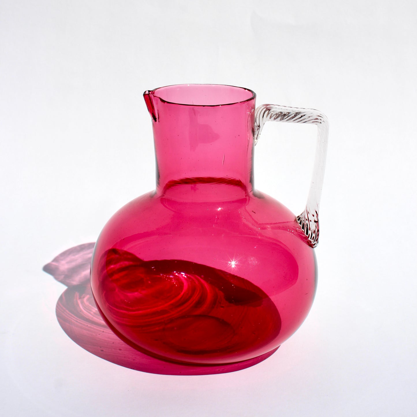 handblown cranberry glass pitcher