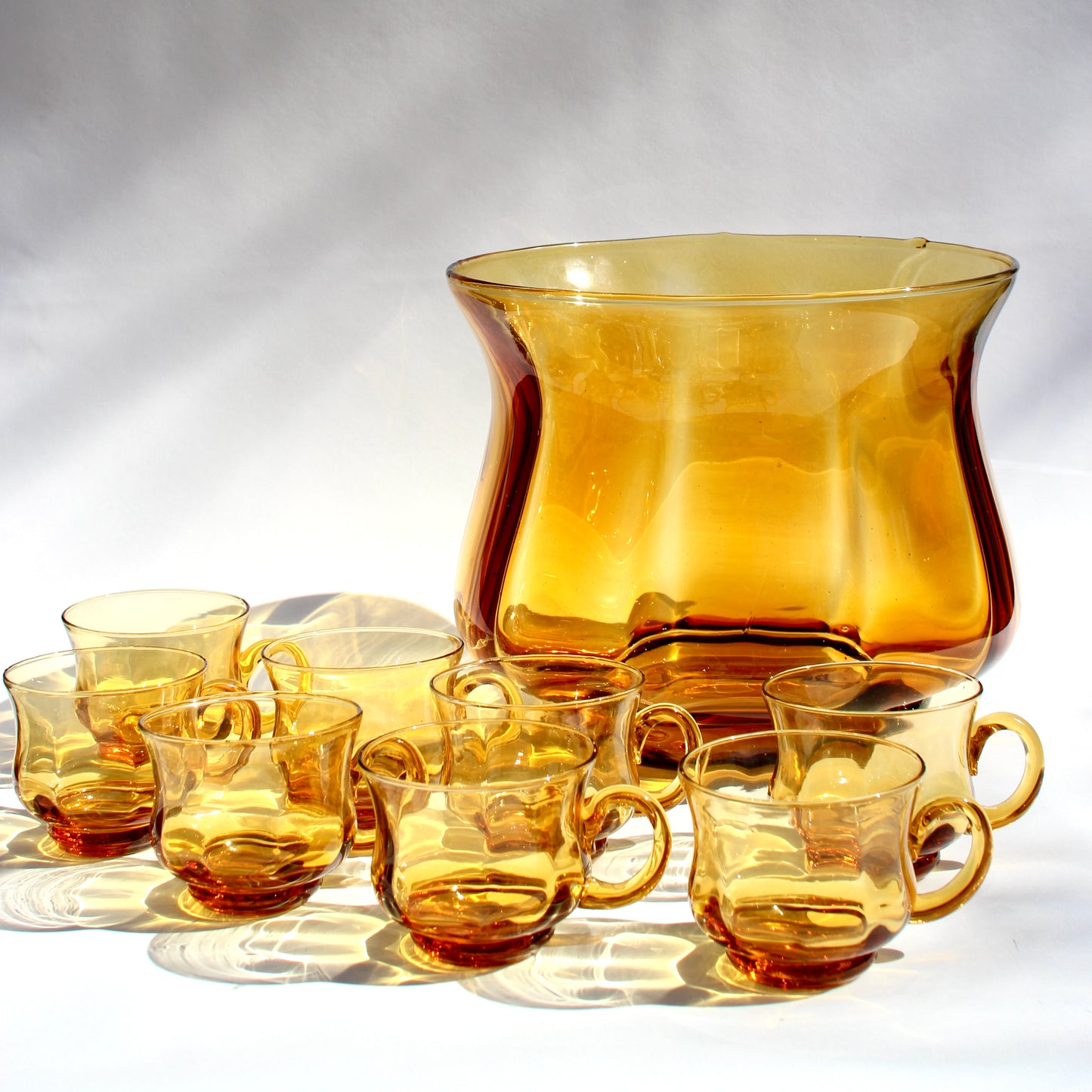 italian amber glass punch bowl set