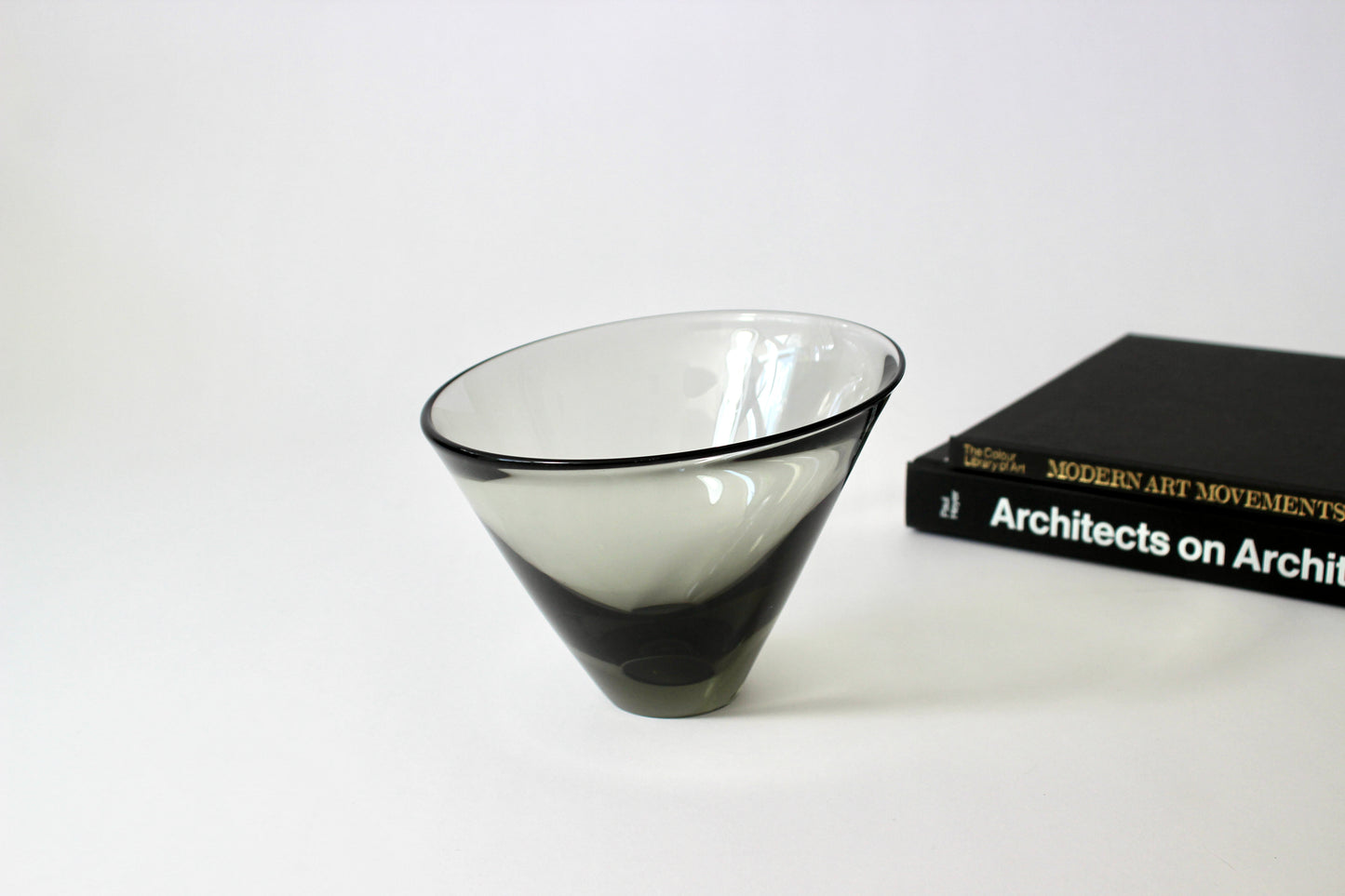 danish smoked glass slant bowl