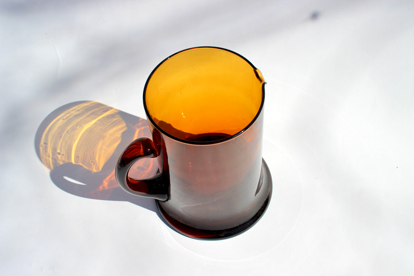 amber blown glass pitcher