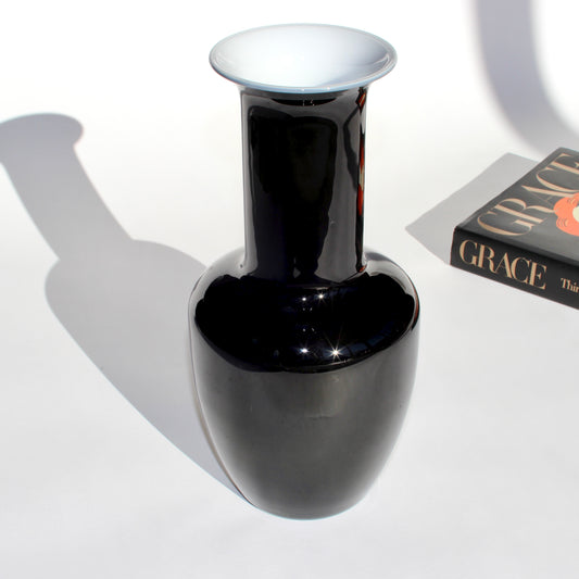 cased black glass vase