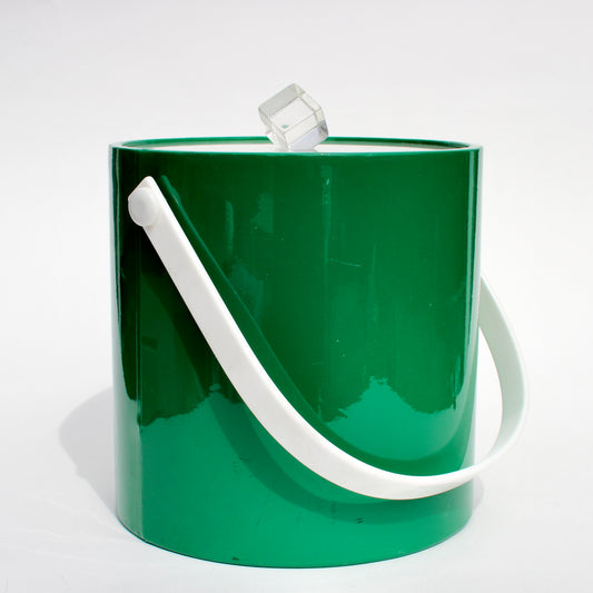 green ice bucket with lucite lid