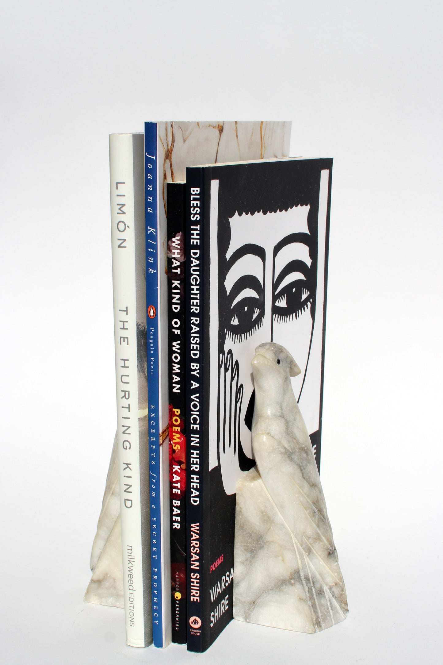 marble cockatoo bookends