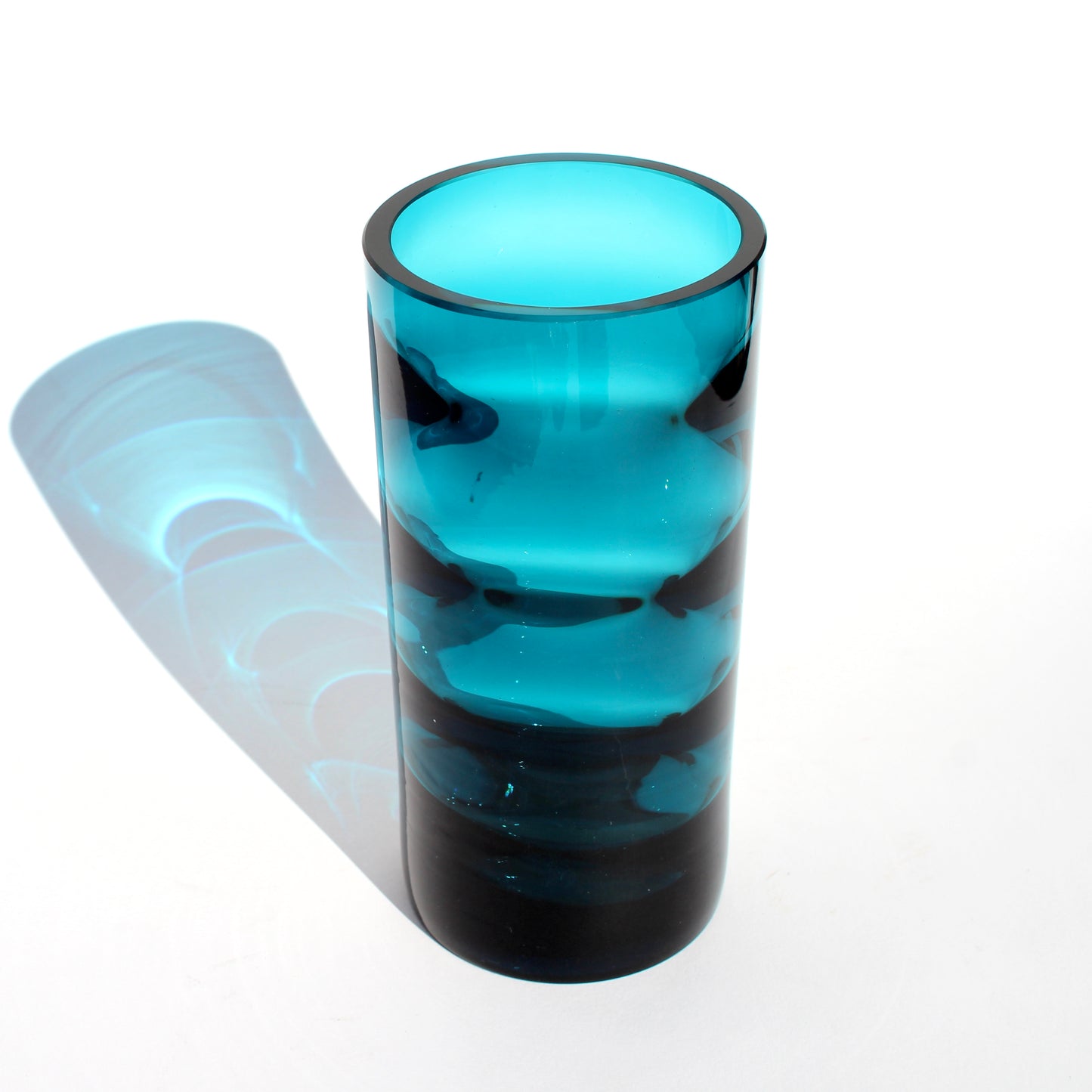 optic teal glass vase
