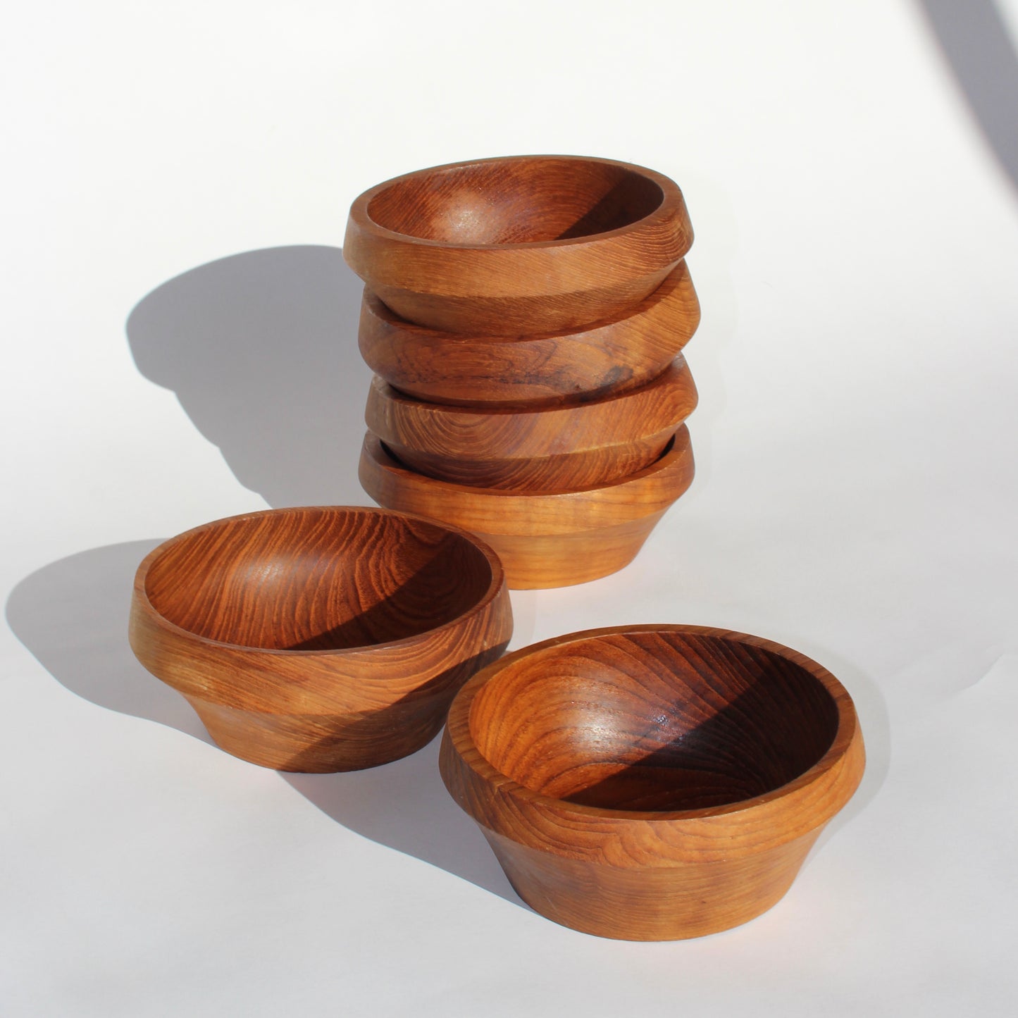 teakwood bowl set (6)