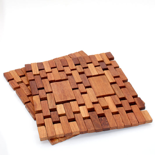 handmade teak trivet mats