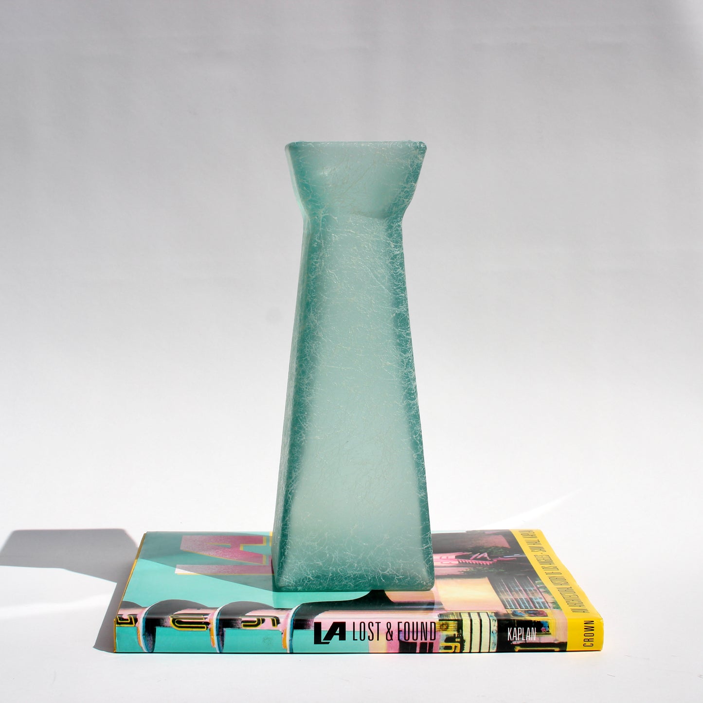 sea green spaghetti glass vase