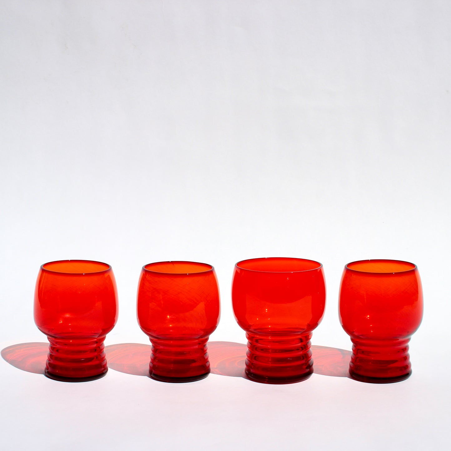 tomato red glass tumblers
