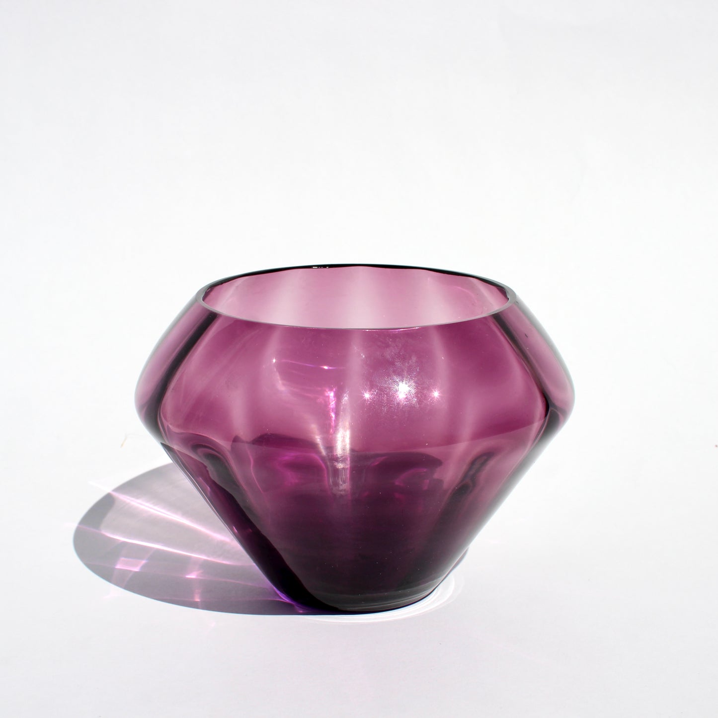 purple optic glass bowl