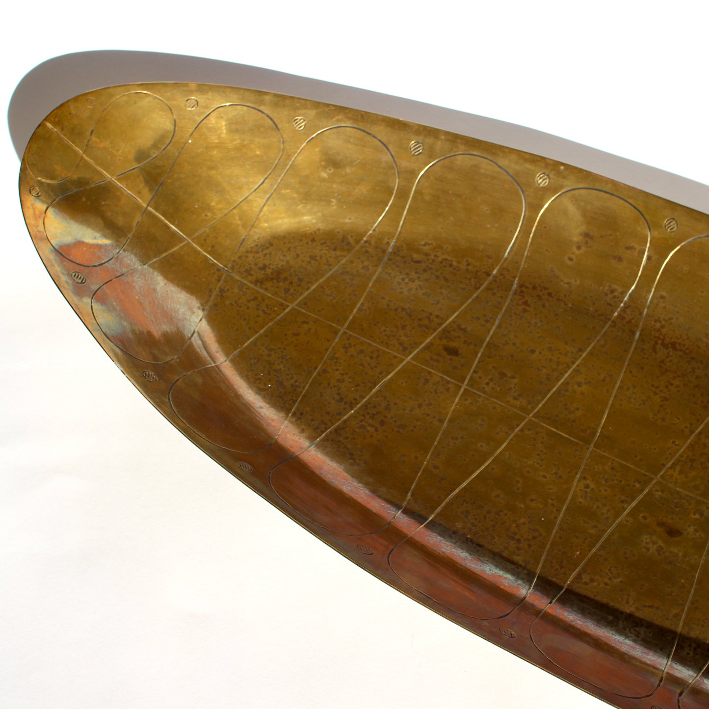 large brass etched platter
