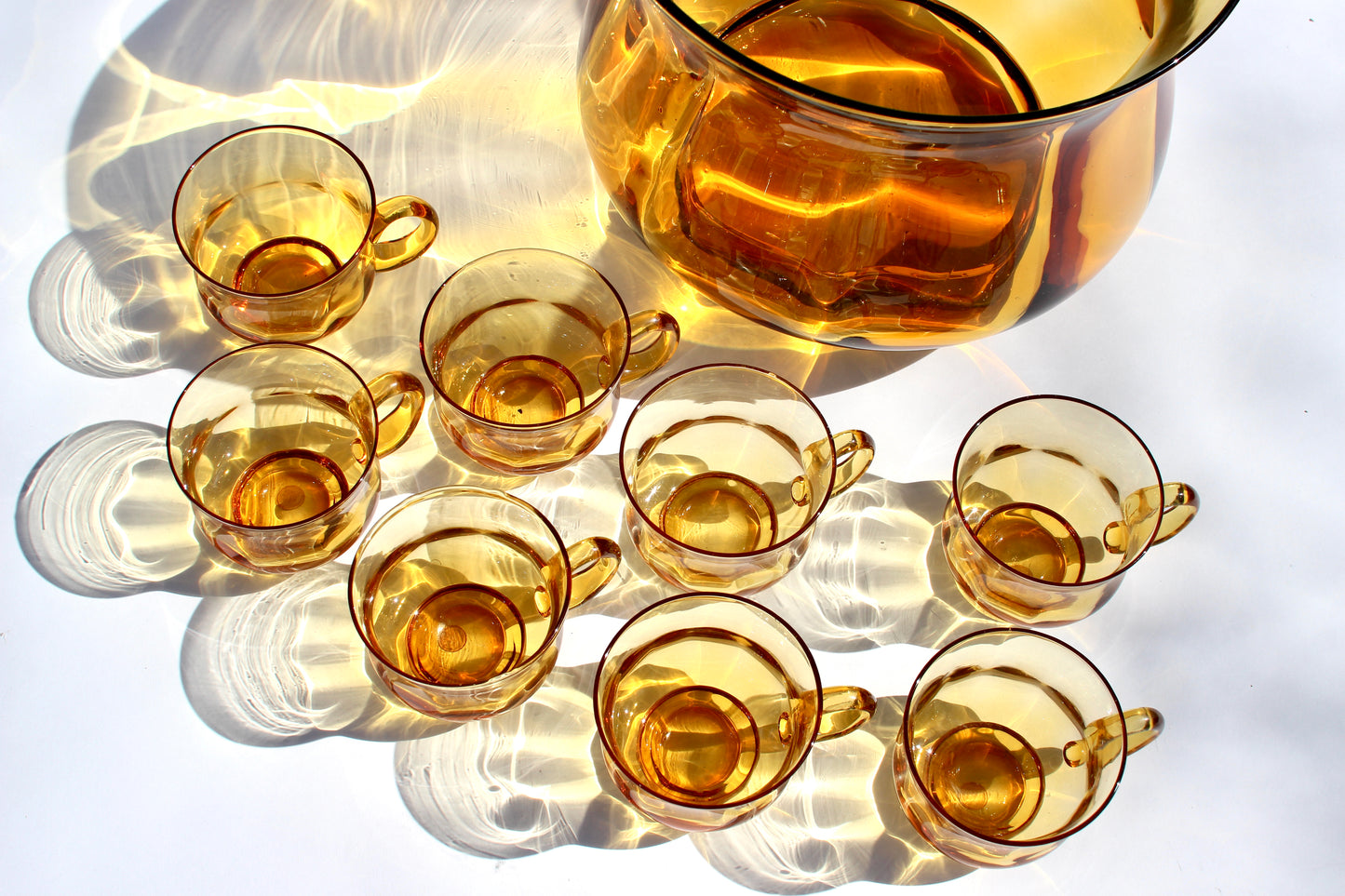 italian amber glass punch bowl set