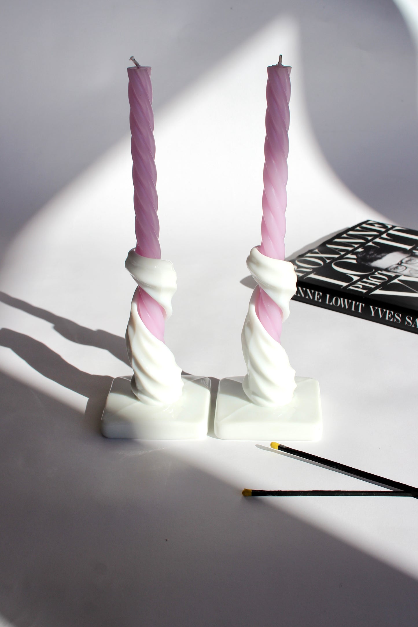 spiral milk glass candle holders