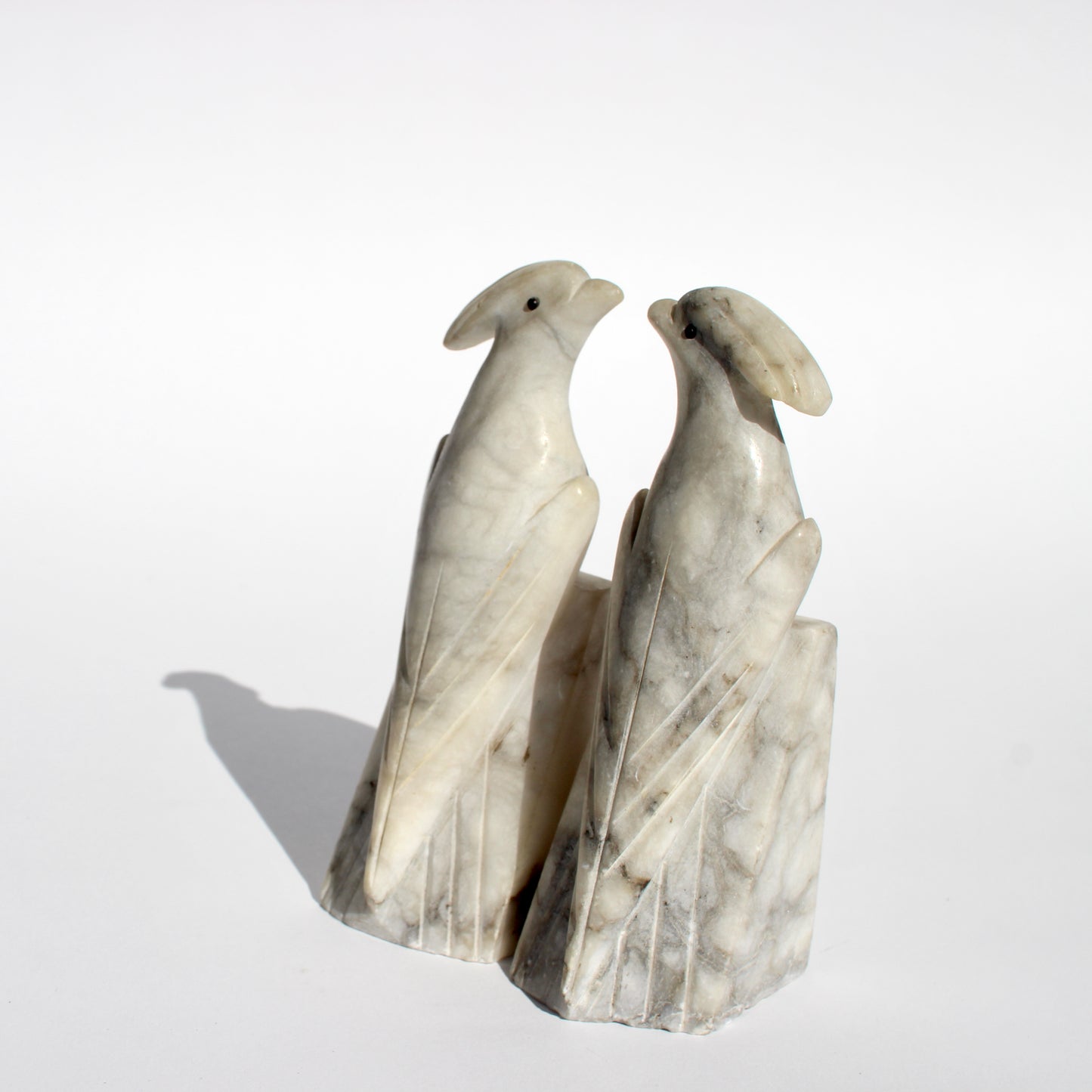 marble cockatoo bookends