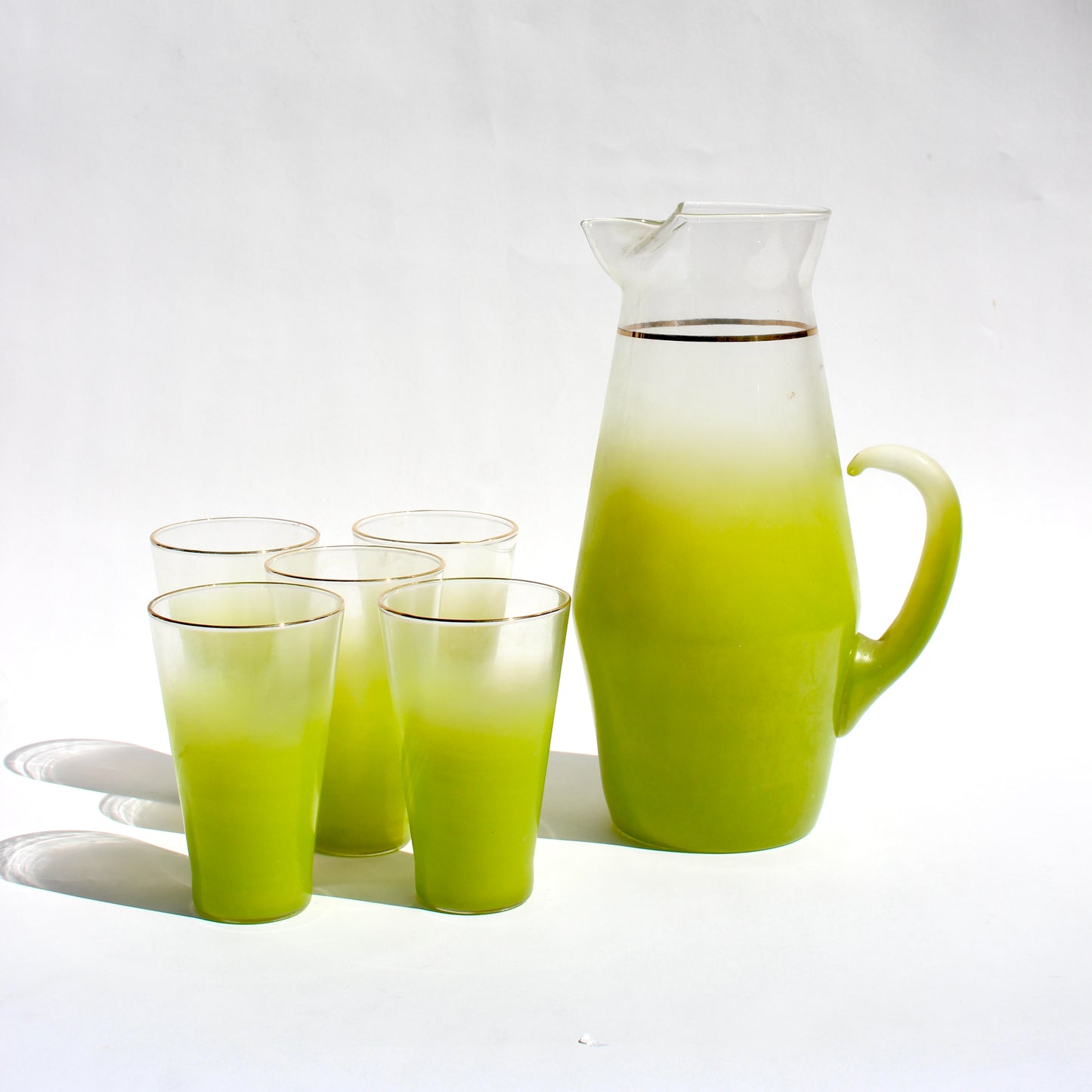 green apple fade pitcher set