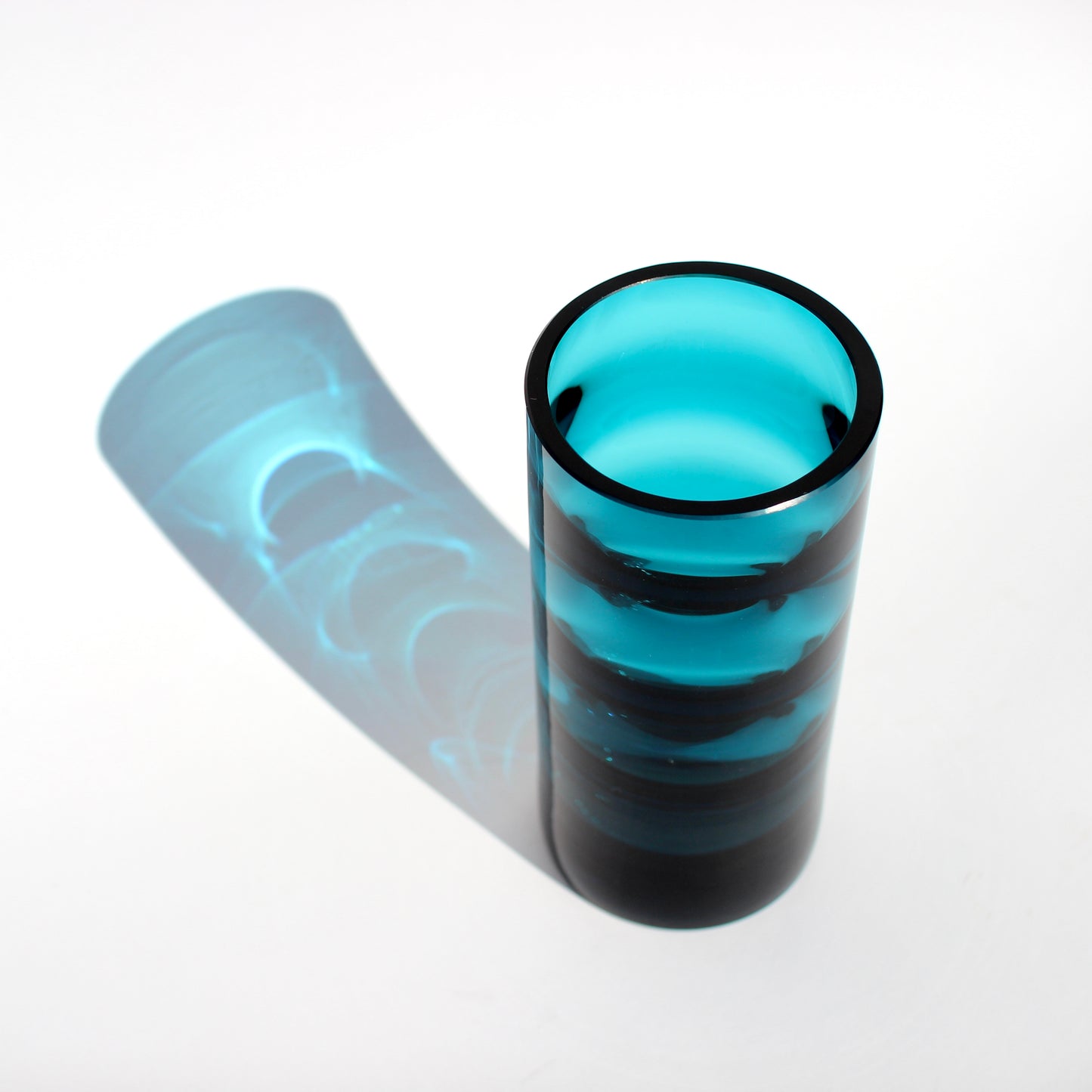 optic teal glass vase
