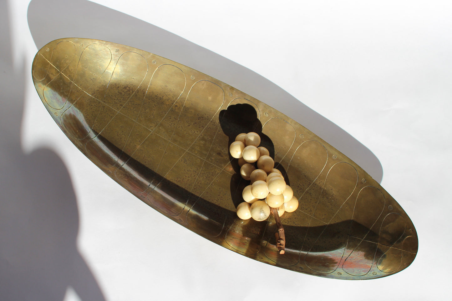large brass etched platter