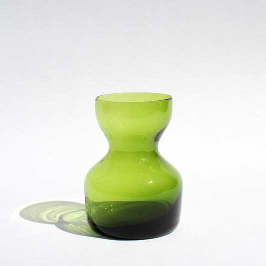 green hourglass vase