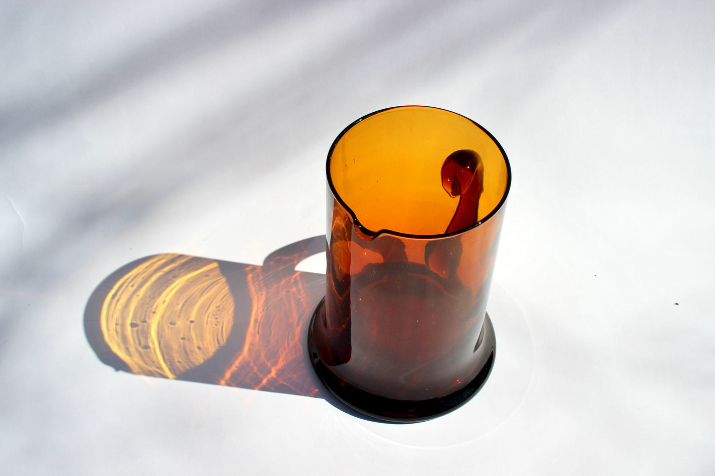 amber blown glass pitcher
