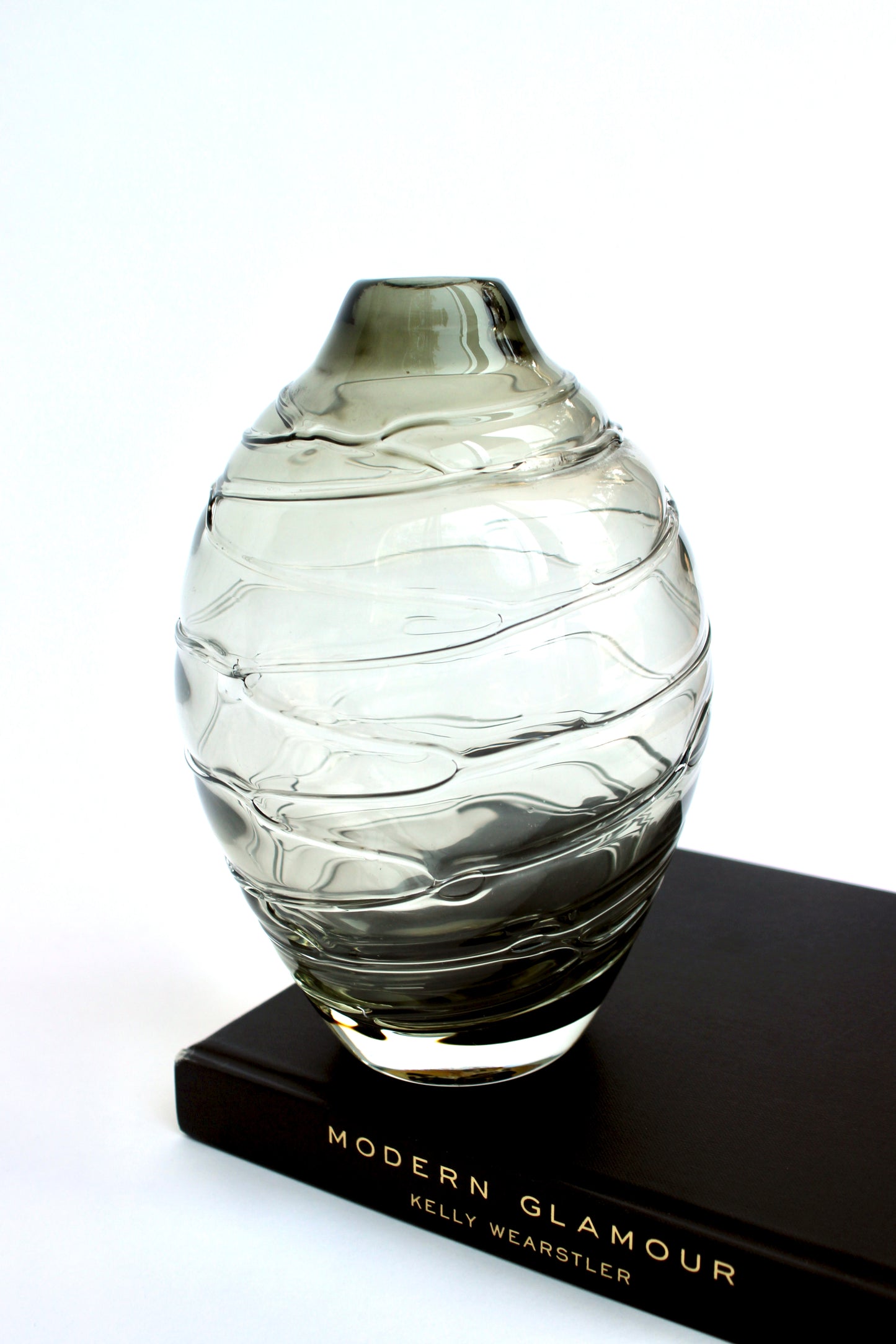 wavy line smoke glass vase