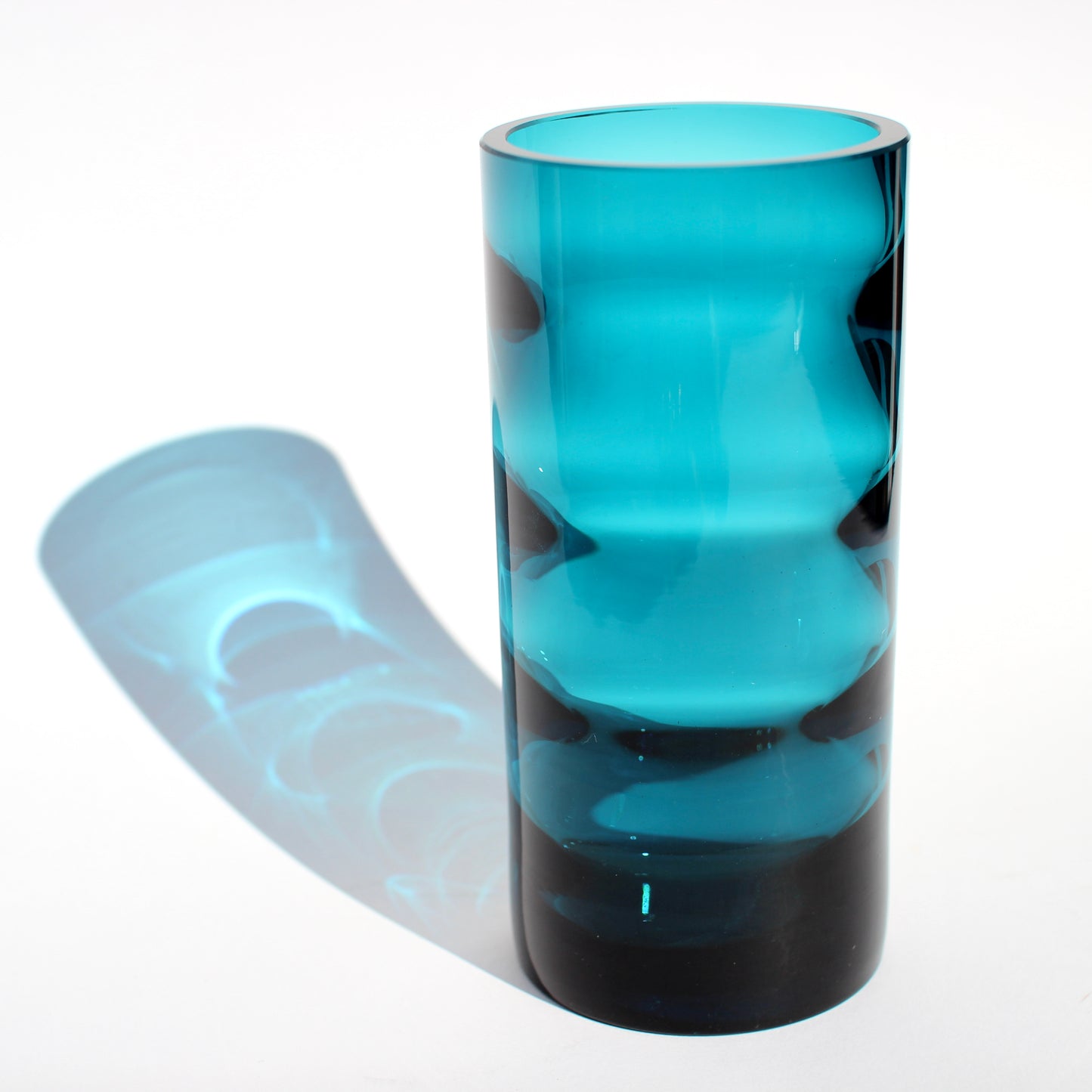 optic teal glass vase